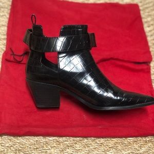 Zara embossed heeled ankle boots with openings